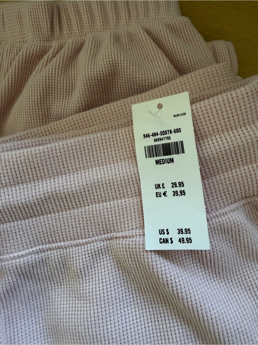 NWT Hollister Light Pink Super Soft Waffle Knit Drawstring Joggers - Size M - Picture 4 of 4